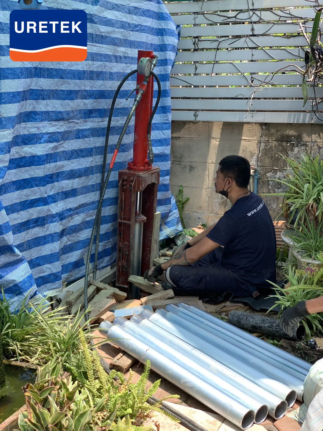 Micropile Underpinning in a Garden Courtyard, Sukhaphiban 5 — Sparing the Plants and Paving — 14