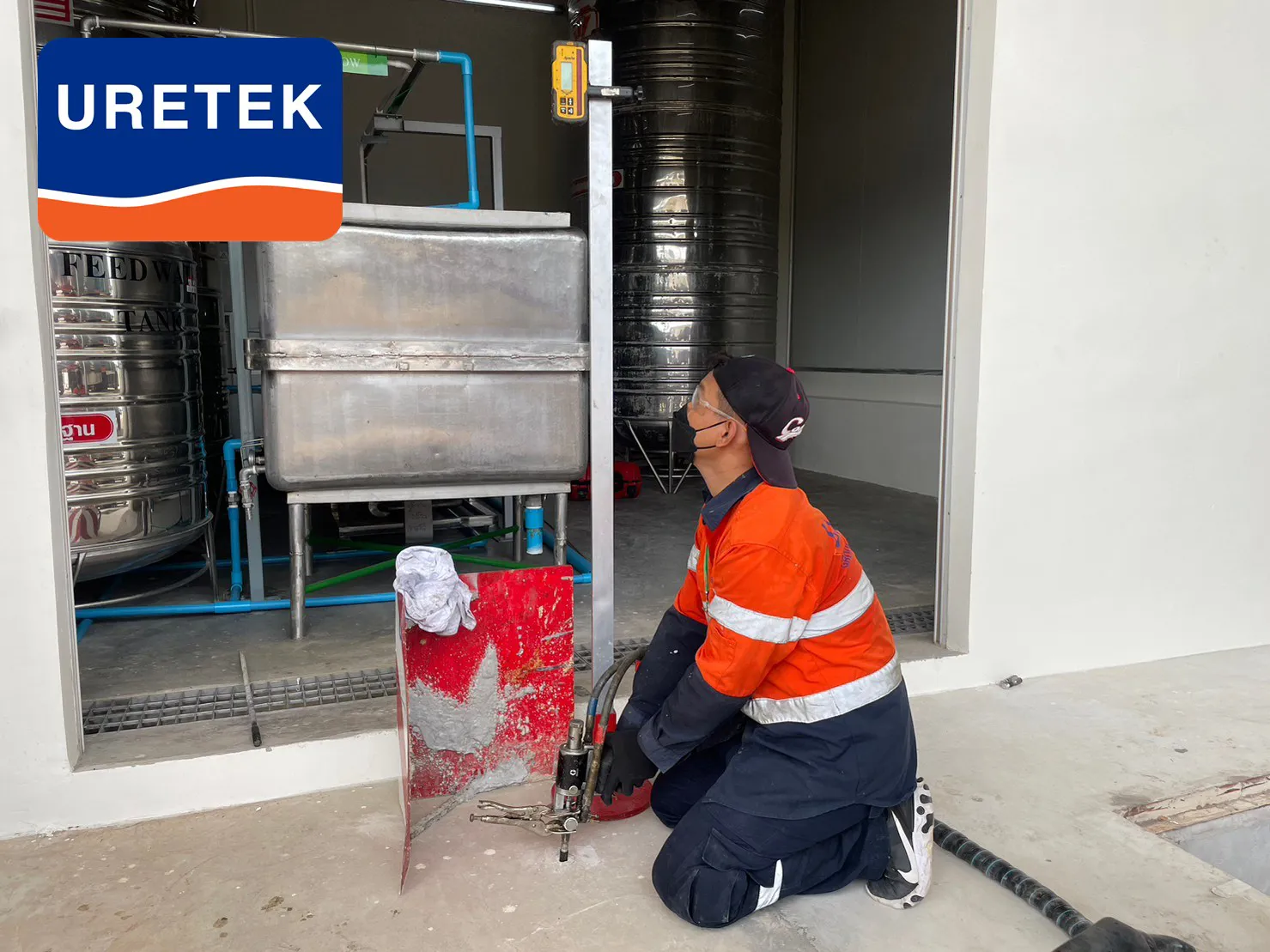 Floor Lifting Beneath Stainless Water Tanks, Betagro Khon Kaen — No Tanks Moved — 20