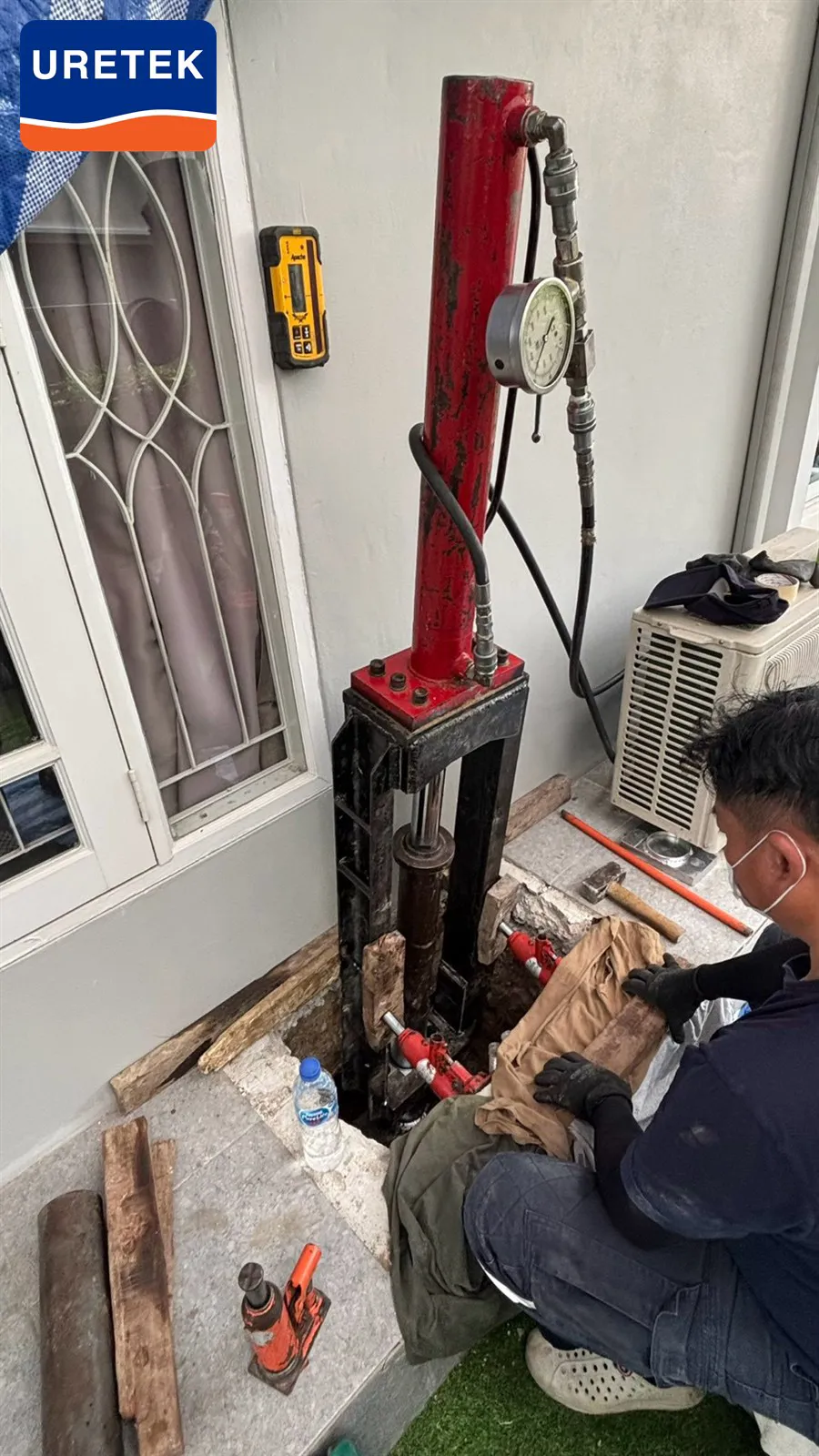 ส่วนต่อเติม 2 ชั้นทรุด บางพลี — เสริมไมโครไพล์ 6 ต้น ลึกถึง 28 เมตร — 6